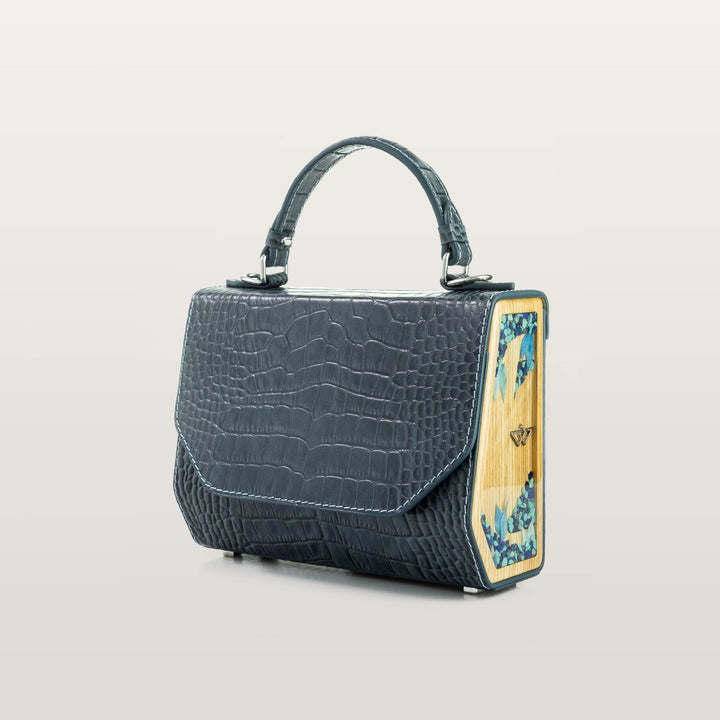 Karakoram smart skin Mサイズ153-162cm Шкіряна сумка Blue Graphite Croco | BLACKWOOD Atelier